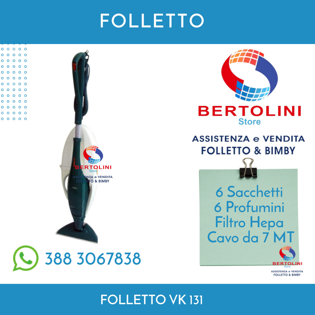 Aspirapolvere Folletto VK 121 Rigenerato – Completo Con Sacchetti, 2 Anni Garanzia, Scopa Elettrica