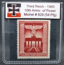 Nazi Germany WW2 1943 Stamp 10th Year of Power Third Reich Reichspfennig Rare