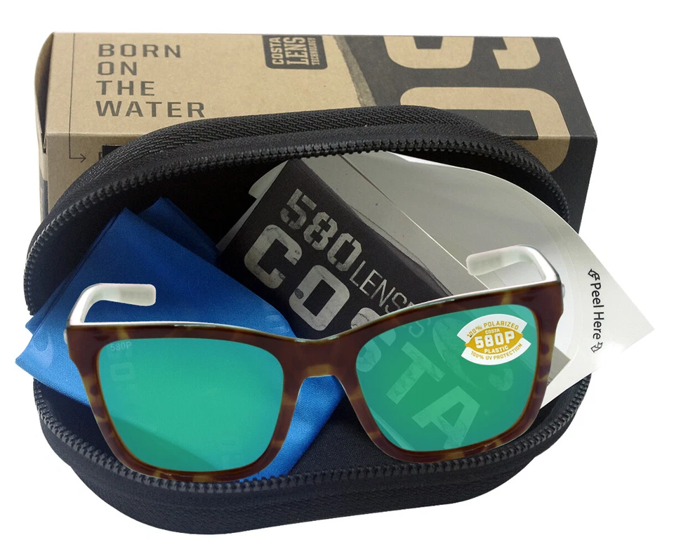 Costa Del Mar Panga Tortoise White Seafoam Crystal Green Mirror 580 Plastic Lens - Image 3 of 4