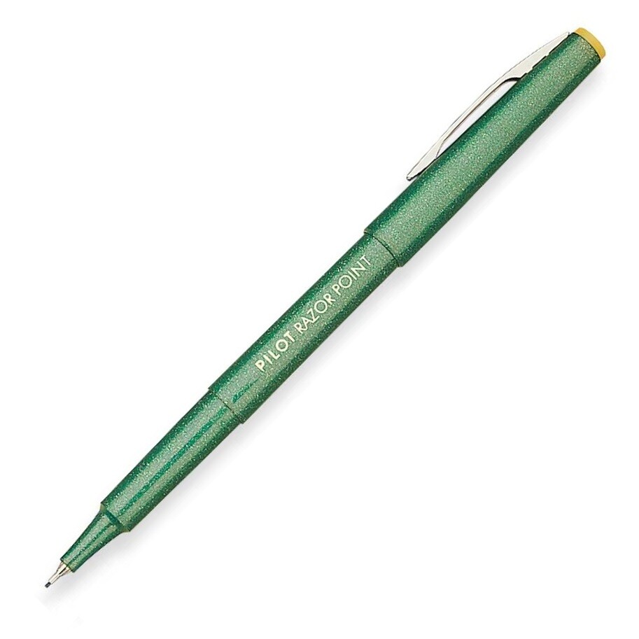 11010 Pilot Razor Point II Marker Pen, Super Fine Plastic Tip, Green, Pack of 6