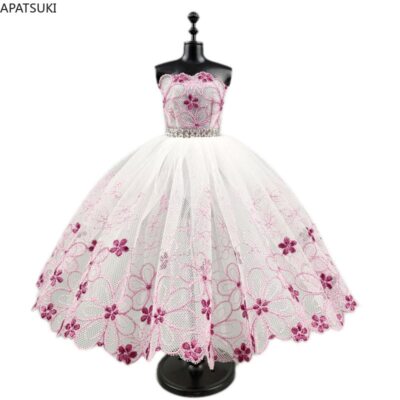 Weiß lila Blume Ballett Tutu Kleid für Barbie Puppe Outfits 1/6 Puppen Zubehör