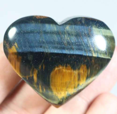 Natural Yellow Blue Tiger's eye Stone Quartz Crystal Heart Mineral Specimen