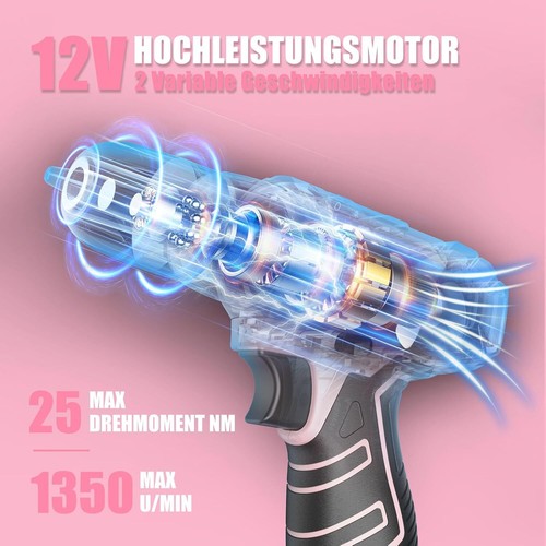 Werkzeugkoffer 206 Teilig mit 12V Akku Bohrschrauber Akkuschrauber Set 25+1 Dreh - Bild 4 von 8