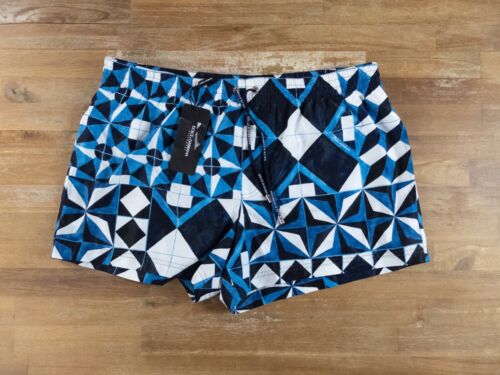 DOLCE & GABBANA blue painterly print swim shorts Size 6 Large authentic NWT - Picture 1 of 12