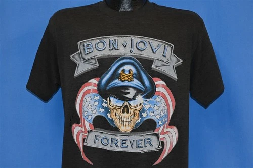 80s BON JOVI FOREVER BROTHERHOOD TOUR USA FLAG 1980s vintage concert t-shirt, vintage, single stitch, B+ condition