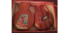 Vintage Hand Carved  Painted Wooden Spanish Castanets Espana Dancers
