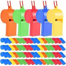 100 Pcs Plastic Whistles, Bulk Whistles, Training Sports Whistles with Lanyard,