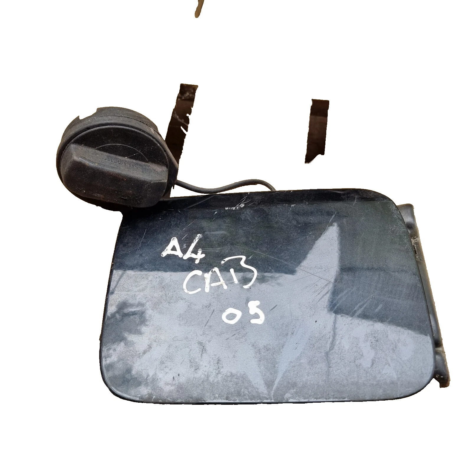 Actual Audi A4 Cabriolet black petrol fuel flap front