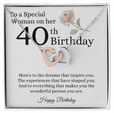 Happy 40th birthday interlinked hearts Necklace gift milestone 40th