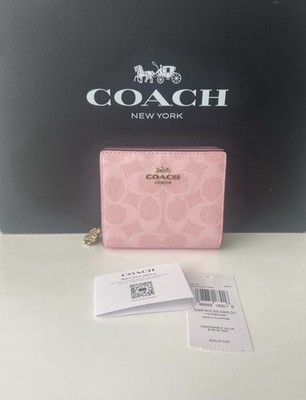 NWT Coach Snap Wallet In Signature Canvas With Charm CEC34 Gold