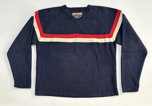 Abercrombie Performance Pullover L blau rot-weiß gestreift Ärmel Grobstrick - Bild 9 von 9