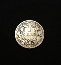 1876 Germany 1 Mark Silver Coin Oak Wreath Imperial Eagle Dresden E Mint