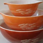 Vtg Pyrex Autumn Harvest Nesting Cinderella Bowl Set/3 Orange, Red 441, 443, 444