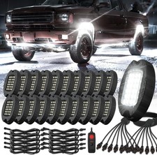 20 Pods Alloy Pure White LED Rock Lights with Extension Wires, IP68 Waterproof