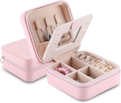 ProCase Small Jewelry Organizer Box for Travel, Portable Mini Pink 