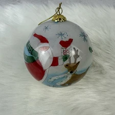 Pier One Li Bien Snowman Santa Reindeer Hand Painted Christmas Ornament 2012