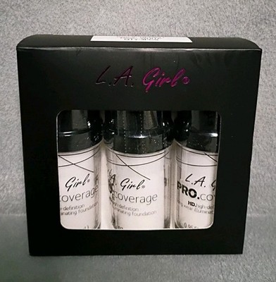 3 Pack L.A. Girl PRO Coverage HD Long Wear Illuminating Foundation WHITE GLM641