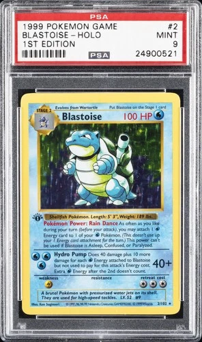 1999 POKEMON GAME 1ST ED #2 BLASTOISE-HOLO PSA 9