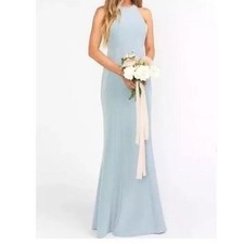 Show Me Your MuMu Silver Sage Chicago High Neck Gown Stretch Crepe Small NEW