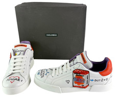 DOLCE & GABBANA Portofino Bellezza With Path Black Leather Me's Sneaker 41-8 US