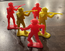 Vintage TIM MEE Cowboys 3" Red  Yellow 1970's 5-Piece Set 3 different poses 