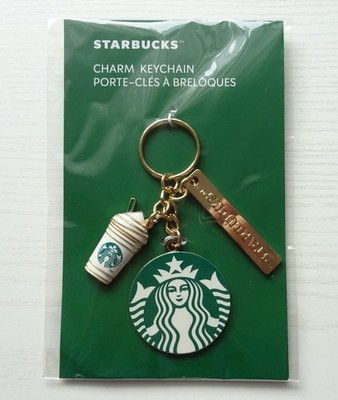 Starbucks Charm Keychain Schlüsselanhänger Cold Cup Logo Schriftzug NEU