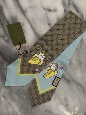GUCCI バナナプリント スカーフ 100% Authentic Gucci- Silk Banana Cat Scarf | eBay