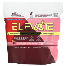 2 X Real Ketones, Elevate, Caffeinated Mixed Berry, 30 Drink Mix Packets, 0.43 o