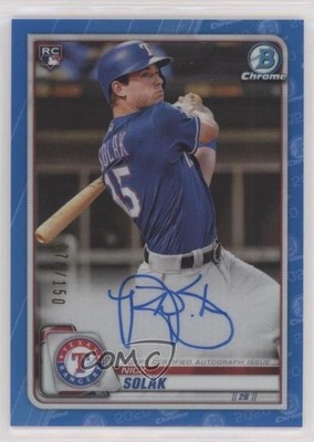 2020 Bowman Chrome Rookie Blue Refractor 78/150 Nick Solak #CRA-NS Auto RC 1u0