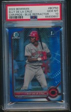 PSA 10 ELLY DE LA CRUZ 1st 2022 Bowman Chrome BLUE REFRACTOR #/150 RC GEM MINT