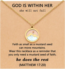 Mustard Seed Necklace Jewelry for Women Girls, Gold