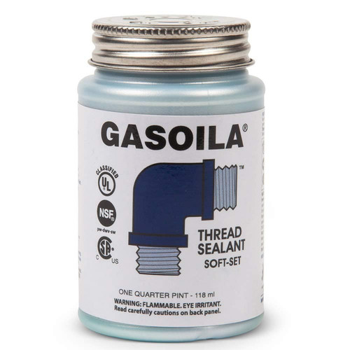 Pipe Thread Sealant Soft-Set Non-Hardening Paste 1/4 Pint Brush Cap Drip