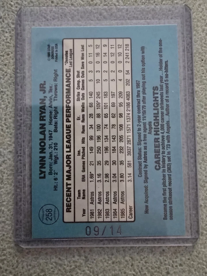 2002 年 Donruss 原版回忆系列 Nolan Ryan 签名 09/14 1986 — 第 2/2 张图片