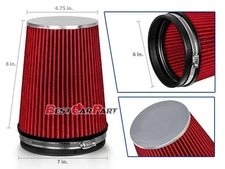 RED 6" 152mm Inlet Truck Air Intake Cone Replacement Quality Dry Air Filter