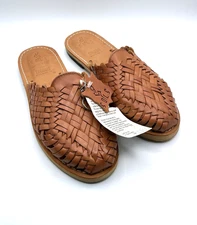 Sols Corte Vacuno Huarache Brown Woven Leather Slip On Flat Shoes Size 10 New