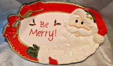 Fitz & Floyd Santa Holiday Cheer "Be Merry" Sentiment Tray w/ Box