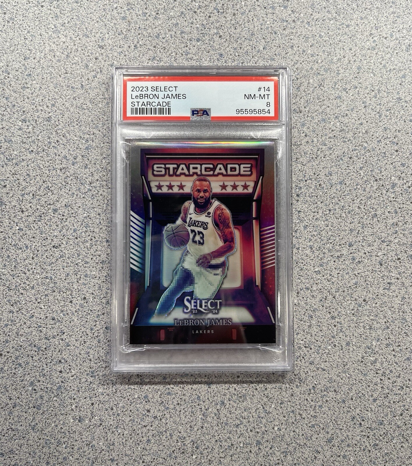 2023-2024 Panini Select #14 LeBron James Starcade Case Hit Insert SSP PSA 8 RARE