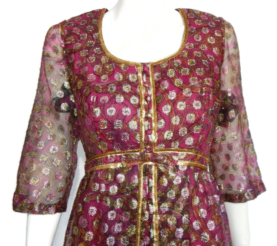 ANDORA Vintage 1960's Mod Purple Sparkle Mid Century Maisel Dress sz 10 /5320 - Image 2 of 4
