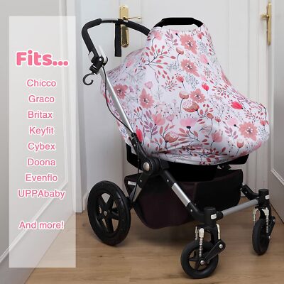 Infant Car Seat Canopy Cover - Wind Proof Sunshade For Baby Car Seats