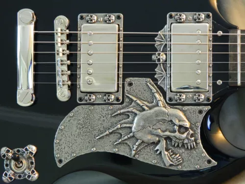 CUSTOM METAL SKULL PICKGUARD fits EPIPHONE G-400 SG GUITAR HAND MADE special !