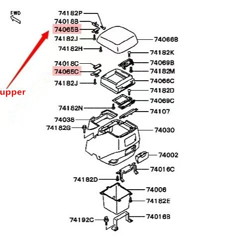 PARA MITSUBISHI 00-06 PAJERO MONTERO CONSOLA CENTRAL REPOSABRAZOS TAPA PALANCA PESTILLO Foto 2 de 4