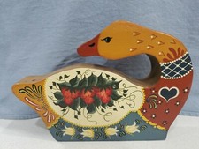 Handpainted Wooden Duck Goose Decor Shelf Sitter Country Folk Art Lodge Cabin