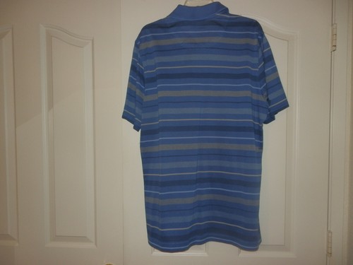 Men's Tasso Elba Golf Polo Size Large 100% Cotton Shirt Short Sleeve Blue Stripe - Picture 2 of 3