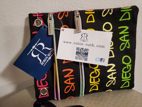 NWT Robin Ruth SAN DIEGO Crossbody Bag Multicolor Double Zippered Wallet Handbag - Picture 4 of 4