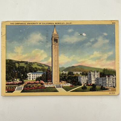 Vintage Postcard California The Campanile UC Berkeley Linen 