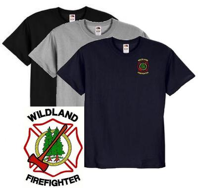 Wildland Firefighter Embroidered Tee Shirt Med-5X Fire Rescue Paramedic EMS EMT