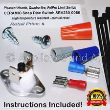 Pleasant Hearth, Quadra-fire, PelPro Limit Snap Switch Manual Reset SRV230-0080 