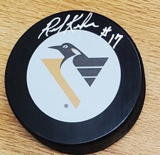 Autographed RICK KEHOE Pittsburgh Penguins Hockey Puck w/Show Ticket
