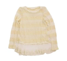 Soprano Girls Sweater Top Size L 14 Lace Trim Striped Orange Pale Peach NEW B51