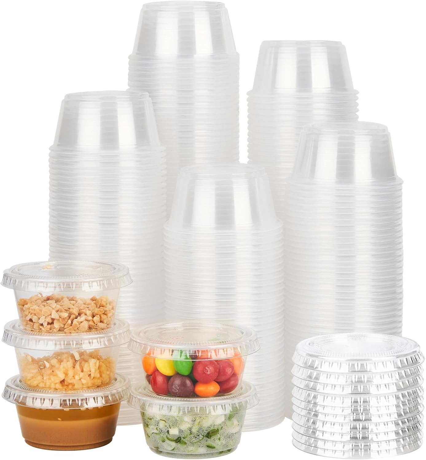 2Oz 500 Pack Jello Cups with Lids, Disposable Souffle Cups with Lids, Clear P...